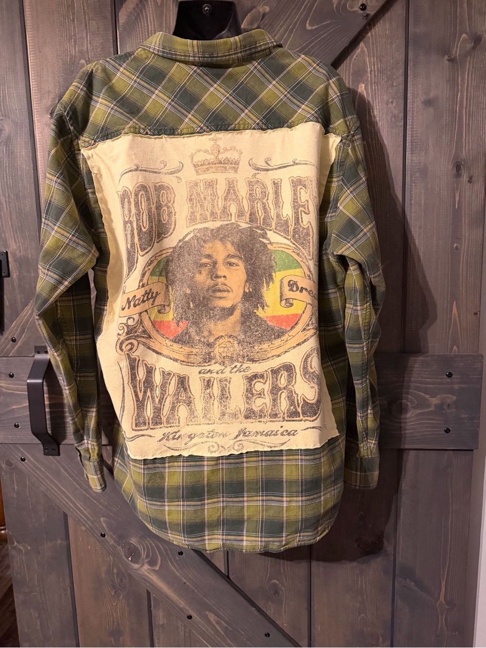 Upcycled Bob Marley Flannel  - Green